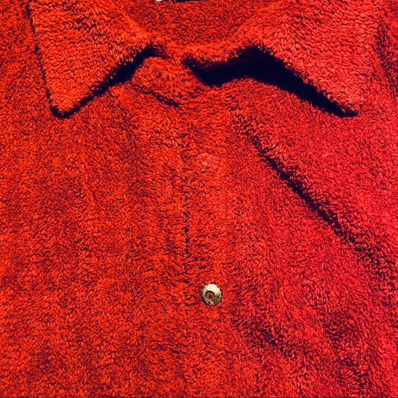 Vintage Monterey Bay Cherry Red Teddy Style Cotton Oversized Jacket Size 8 - Picture 8 of 8